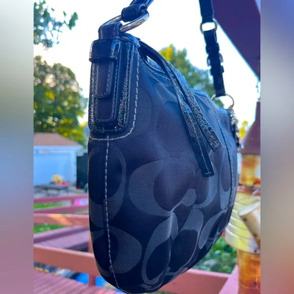 Coach Black and Gray Sateen HOBO Bag - Picture 7 of 15